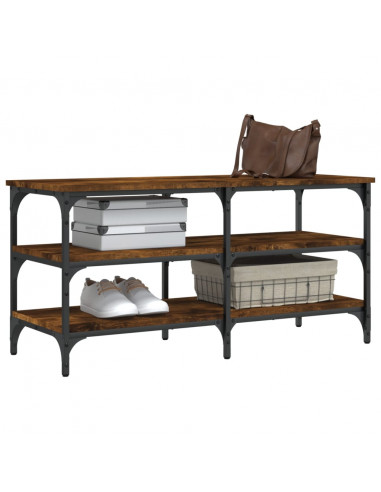 Panca Porta Scarpe Rovere Fumo 100x38,5x49cm Legno Multistrato