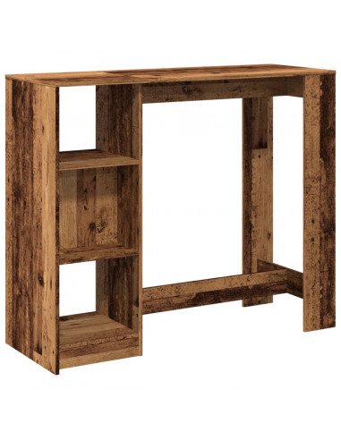 Tavolo Bar con Ripiano Legno Antico 124x46x103,5 cm Multistrato