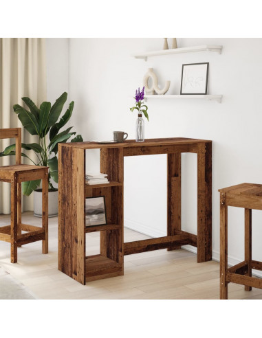 Tavolo Bar con Ripiano Legno Antico 124x46x103,5 cm Multistrato