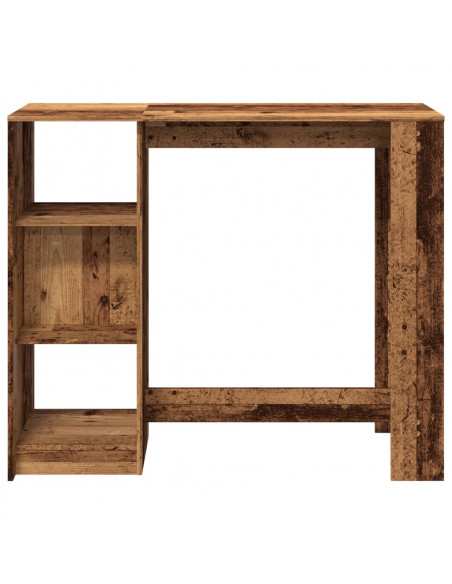 Tavolo Bar con Ripiano Legno Antico 124x46x103,5 cm Multistrato