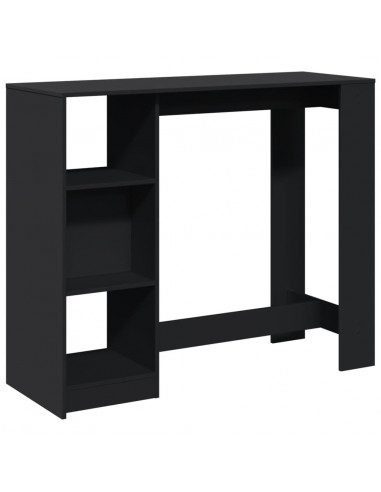 Tavolo Bar con Ripiano Nero 124x46x103,5 cm Legno Multistrato