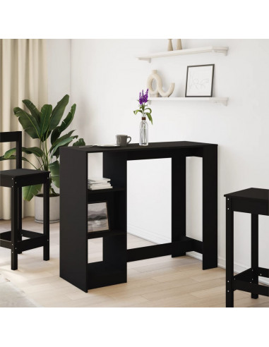 Tavolo Bar con Ripiano Nero 124x46x103,5 cm Legno Multistrato