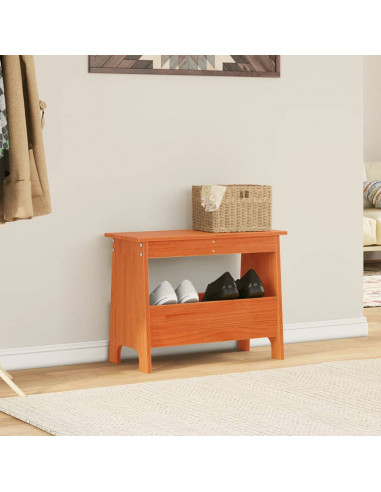 Panca da Ingresso Marrone Cera 60x28x45 cm Legno Massello Pino