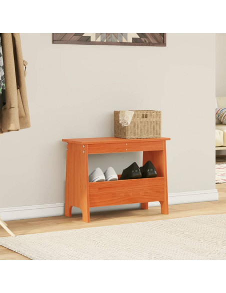 Panca da Ingresso Marrone Cera 60x28x45 cm Legno Massello Pino