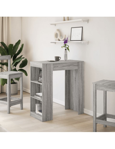 Tavolo Bar con Rastrelliera Grigio 95x47x103,5 cm Multistrato