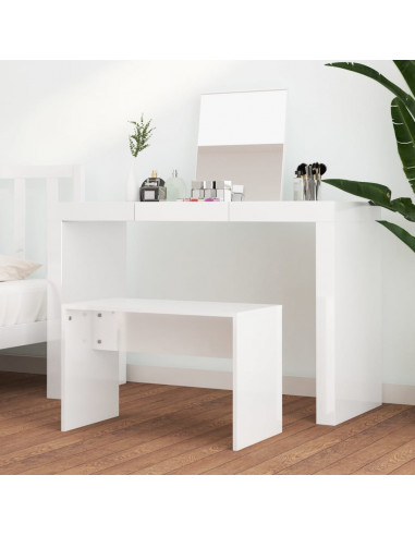 Sgabello da Toeletta Bianco Lucido 70x35x45cm Legno Multistrato