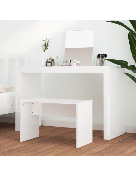 Sgabello da Toeletta Bianco Lucido 70x35x45cm Legno Multistrato