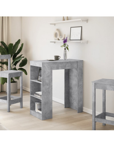 Tavolo Bar con Rastrelliera Grigio 95x47x103,5 cm Multistrato