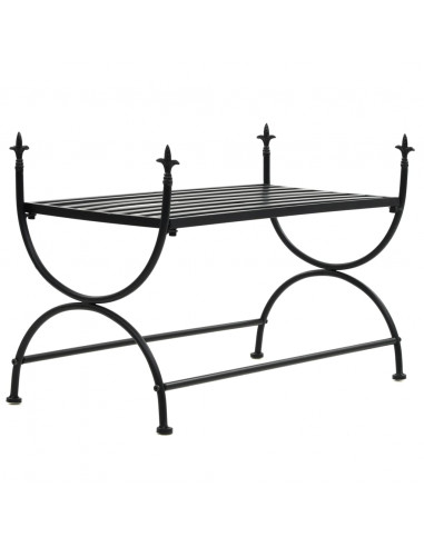 Panca Stile Vintage in Metallo 83x42x55 cm Nero