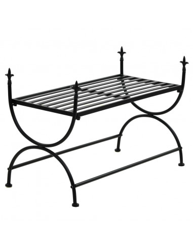 Panca Stile Vintage in Metallo 83x42x55 cm Nero