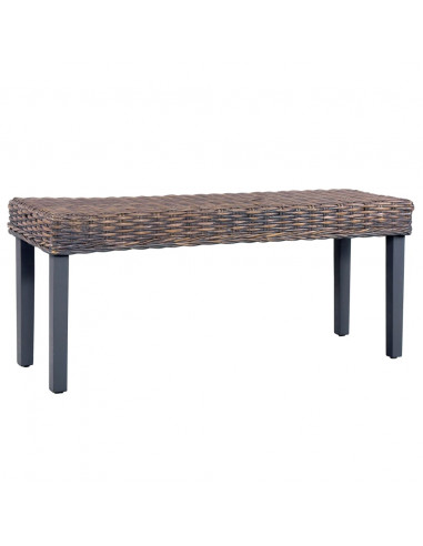 Panca 110 cm Grigia in Rattan Naturale Kubu e Massello di Mango