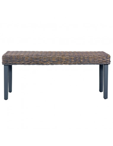 Panca 110 cm Grigia in Rattan Naturale Kubu e Massello di Mango