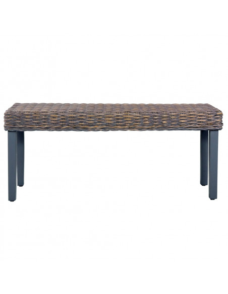 Panca 110 cm Grigia in Rattan Naturale Kubu e Massello di Mango