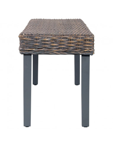 Panca 110 cm Grigia in Rattan Naturale Kubu e Massello di Mango