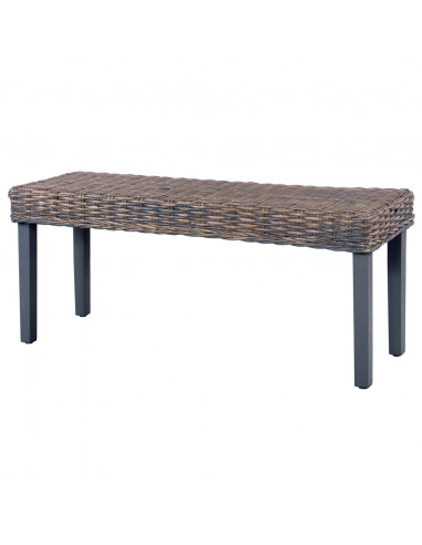 Panca 110 cm Grigia in Rattan Naturale Kubu e Massello di Mango