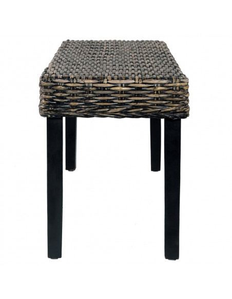 Panca 110 cm Nera in Rattan Naturale Kubu e Massello di Mango