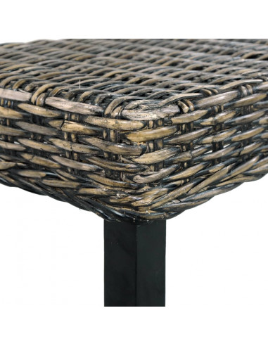 Panca 110 cm Nera in Rattan Naturale Kubu e Massello di Mango