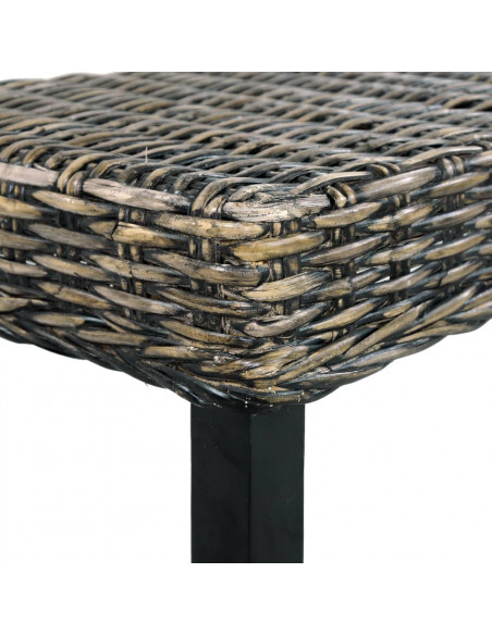 Panca 110 cm Nera in Rattan Naturale Kubu e Massello di Mango