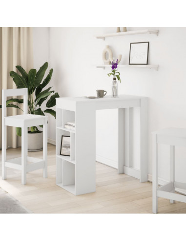 Tavolo Bar con Rastrelliera Bianco 102x50x103,5 cm Multistrato