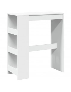 Tavolo Bar con Rastrelliera Bianco 90x40x103,5 cm Multistrato 2