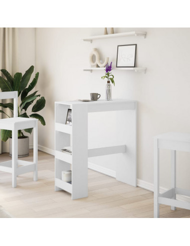 Tavolo Bar con Rastrelliera Bianco 90x40x103,5 cm Multistrato