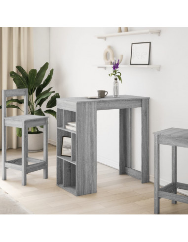 Tavolo Bar con Rastrelliera Grigio 102x50x103,5 cm Multistrato