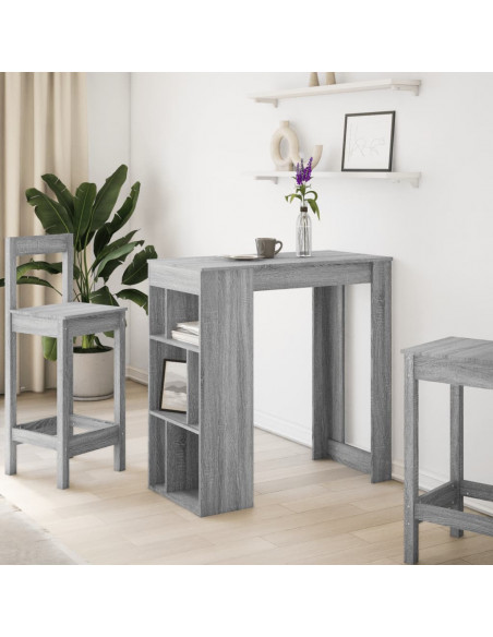 Tavolo Bar con Rastrelliera Grigio 102x50x103,5 cm Multistrato