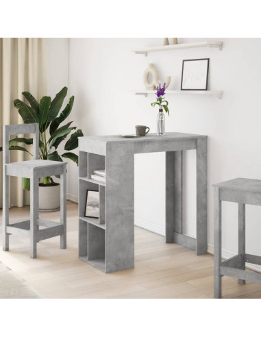 Tavolo Bar con Rastrelliera Grigio 102x50x103,5 cm Multistrato