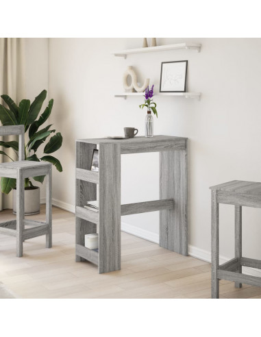 Tavolo Bar con Rastrelliera Grigio 90x40x103,5 cm Multistrato