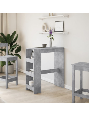 Tavolo Bar con Rastrelliera Grigio 90x40x103,5 cm Multistrato