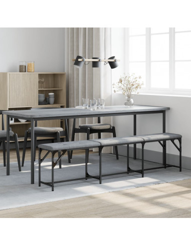 Panca da Pranzo Grigio Chiaro 186x32x45 cm in Acciaio e Tessuto