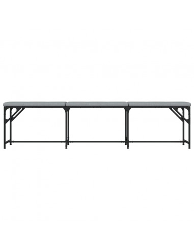 Panca da Pranzo Grigio Chiaro 186x32x45 cm in Acciaio e Tessuto