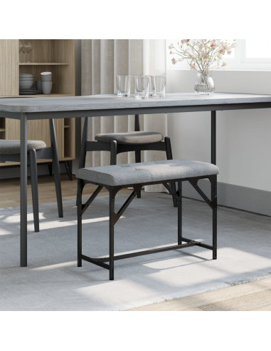 Panca da Pranzo Grigio Chiaro 62x32x45 cm in Acciaio e Tessuto