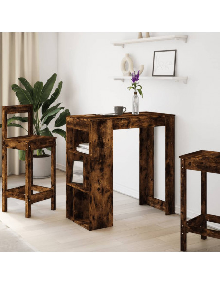 Tavolo Bar con Rastrelliera Rovere 102x50x103,5 cm Multistrato