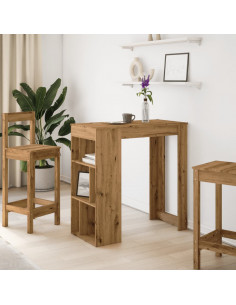 Tavolo Bar con Rastrelliera Rovere 102x50x103,5 cm Multistrato 2