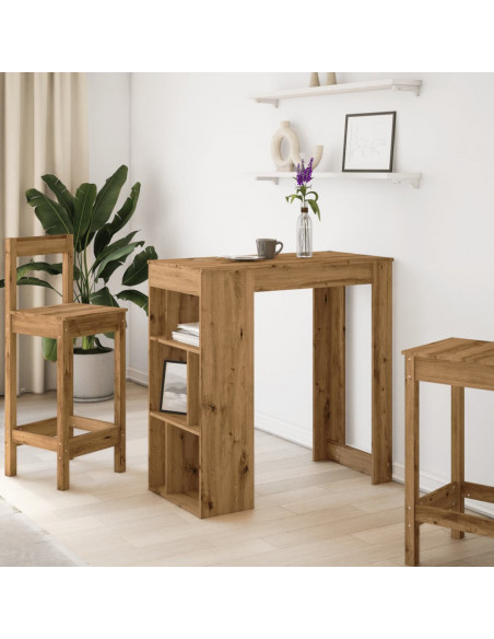 Tavolo Bar con Rastrelliera Rovere 102x50x103,5 cm Multistrato