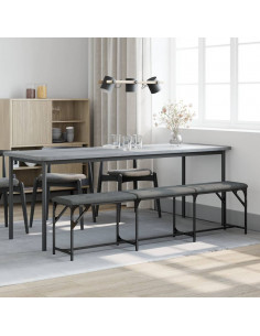 Panca da Pranzo Grigio Scuro 186x32x45 cm in Acciaio e Tessuto 2