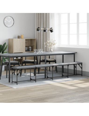 Panca da Pranzo Grigio Chiaro 248x32x45 cm in Acciaio e Tessuto