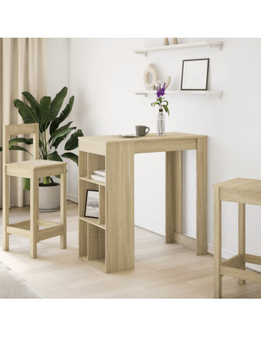 Tavolo Bar con Rastrelliera Sonoma 102x50x103,5 cm Multistrato