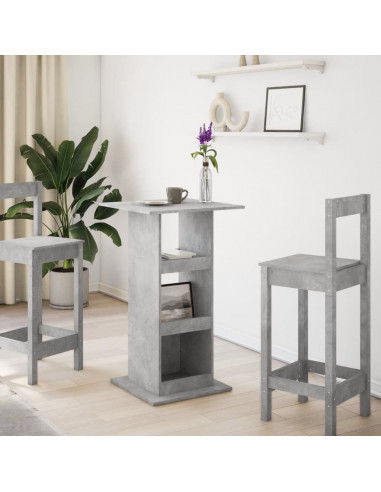 Tavolo Bar Portaoggetti Grigio Cemento 60x60x102 cm Multistrato