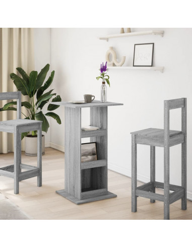 Tavolo Bar Portaoggetti Grigio Sonoma 60x60x102 cm Multistrato