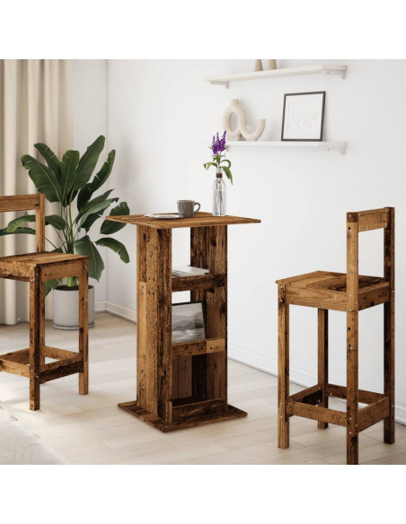 Tavolo Bar Portaoggetti Legno Antico 60x60x102cm in Multistrato