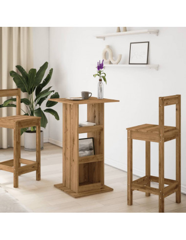 Tavolo Bar Portaoggetti Rovere 60x60x102 cm Legno Multistrato