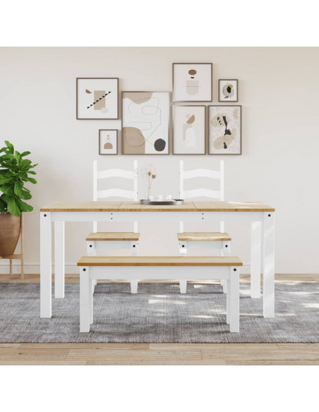 Panca da Pranzo PANAMA Bianca 105x30x45 cm Legno Massello Pino