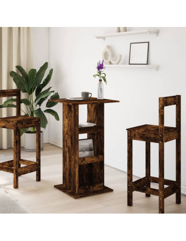 Tavolo Bar Portaoggetti Rovere Fumo 60x60x102 cm Multistrato
