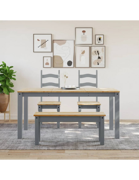 Panca da Pranzo Panama Grigia 105x30x45 cm Legno Massello Pino