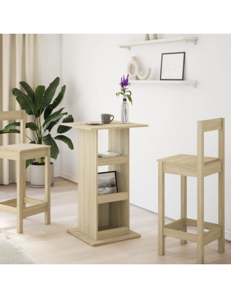 Tavolo Bar Portaoggetti Rovere Sonoma 60x60x102 cm Multistrato