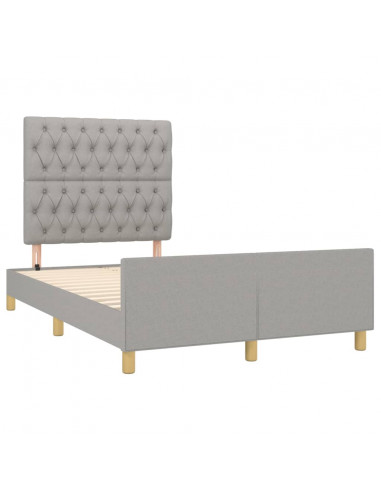 Giroletto con Testiera Grigio Chiaro 120x190 cm in Tessuto