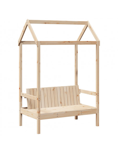 Panchina con Tetto 117,5x70x176,5 cm in Legno Massello di Pino