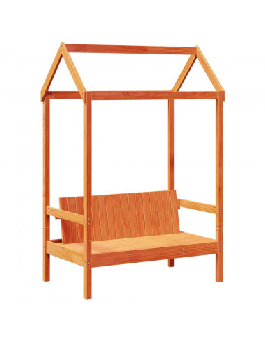 Panca con Tetto Marrone Cera 117,5x70x176,5 cm in Legno di Pino